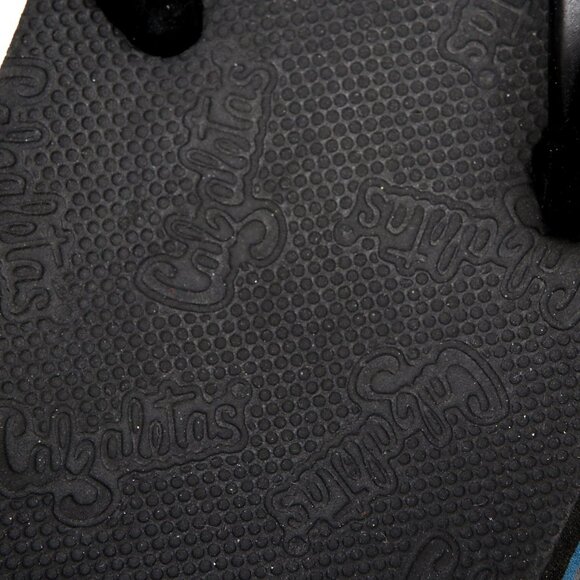 Calzaletas Mens Flip Flop Sandals Black Blue Mexico Rubber Beach Summer Pool - Picture 3 of 5